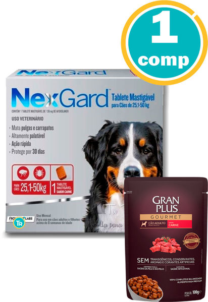 Imagen de PASTILLA ANTIPULGAS Y GARRAPATAS NEXGARD 25 - 50 kg 1 Comp. + Salsa Gran Plus
