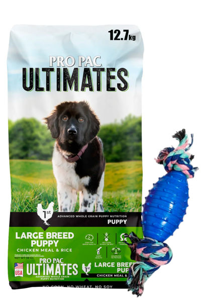 Imagen de PRO PAC Perro ULTIMATES Cachorro grande 12.7kg + Juguete granada con nudo