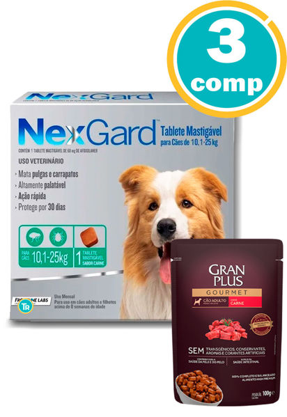 Imagen de ANTIPULGAS Y GARRAPATAS NEXGARD Perros 10 - 25kg PROMO 3 comp + Salsa Gran Plus