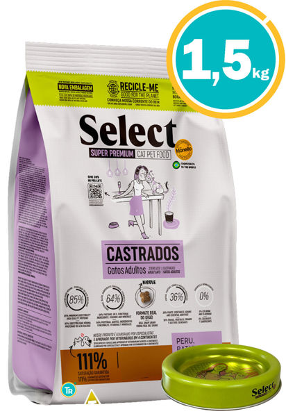 Imagen de SELECT GATO ADULTO CASTRADO 1.5KG + Comedero Select
