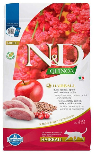 Imagen de NYD FELINE QUINOA HAIRBALL PATO 1.5 KG