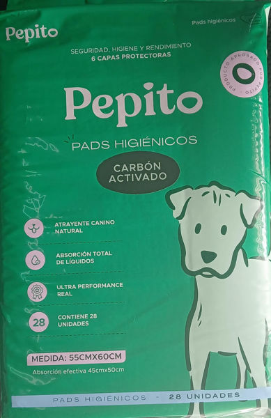 Imagen de TAPETE PEPITO CARBON ACTIVADO 75*60CM X 28 UNIDADES