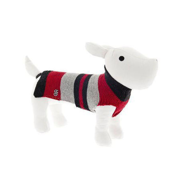 Imagen de Abrigo Lana a Rayas 51cm Rojo, Gris y Negro- Ferribiella